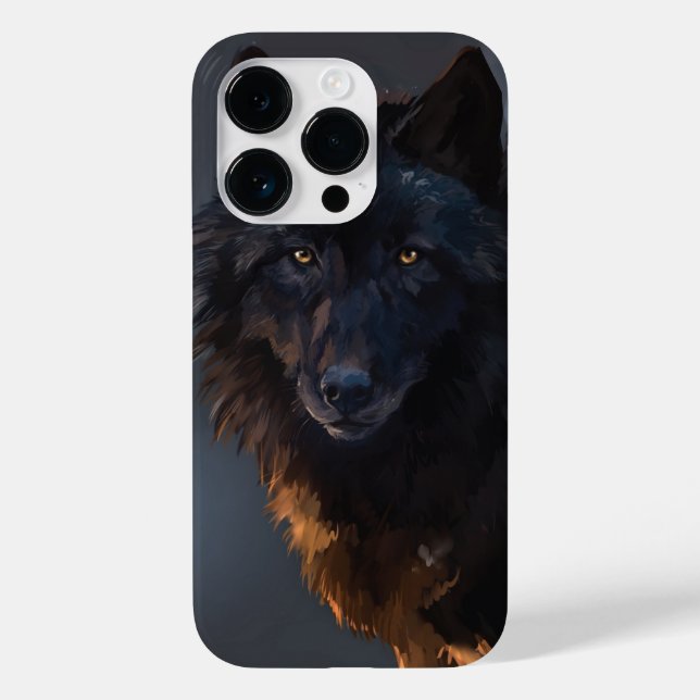 Schwarzer Wolf Case-Mate iPhone 14 Pro Hülle (Rückseite)