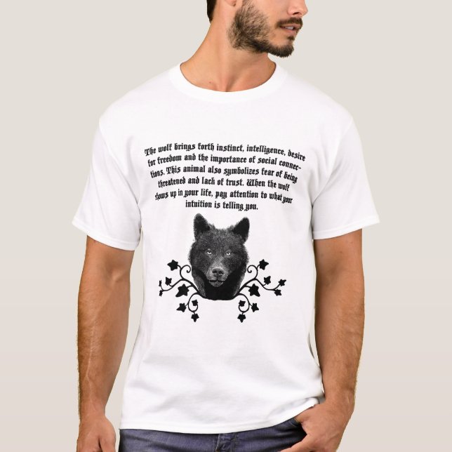 Schwarzer Wolf Geist Tier Wildnis Natur Kunst T-Shirt (Vorderseite)
