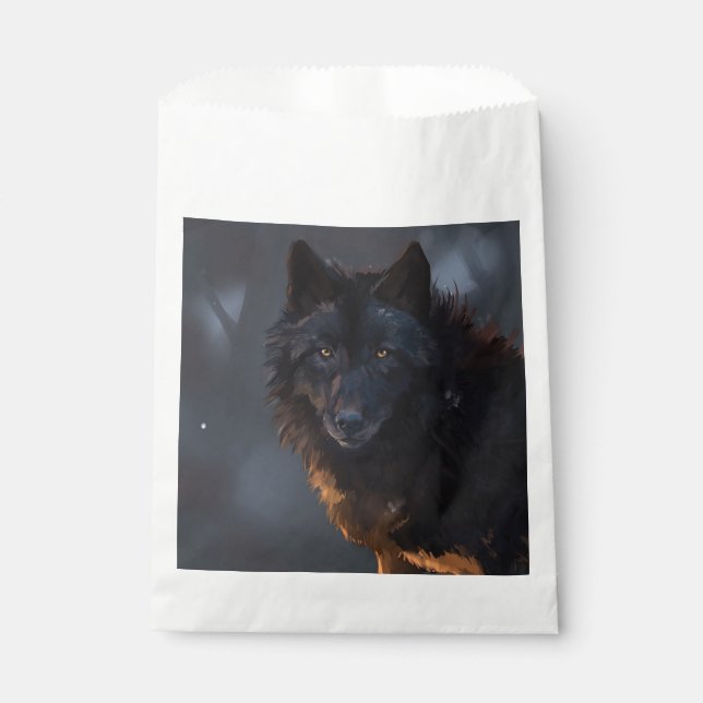 Schwarzer Wolf Geschenktütchen (Vorderseite)