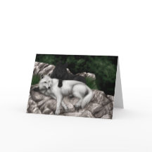 Schwarzer Wolf, Grußkarte für den weißen Wolf