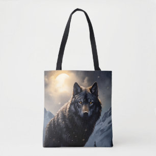 Schwarzer Wolf im Snowy Mountains Tasche