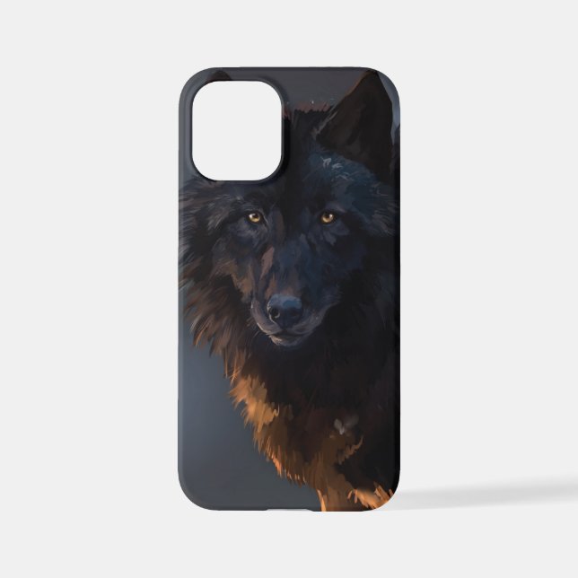 Schwarzer Wolf iPhone 12 Mini Hülle (Rückseite)