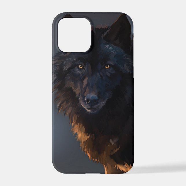 Schwarzer Wolf iPhone 12 Pro Hülle (Rückseite)