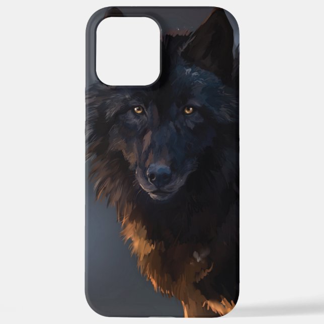 Schwarzer Wolf iPhone 12 Pro Max Hülle (Rückseite)