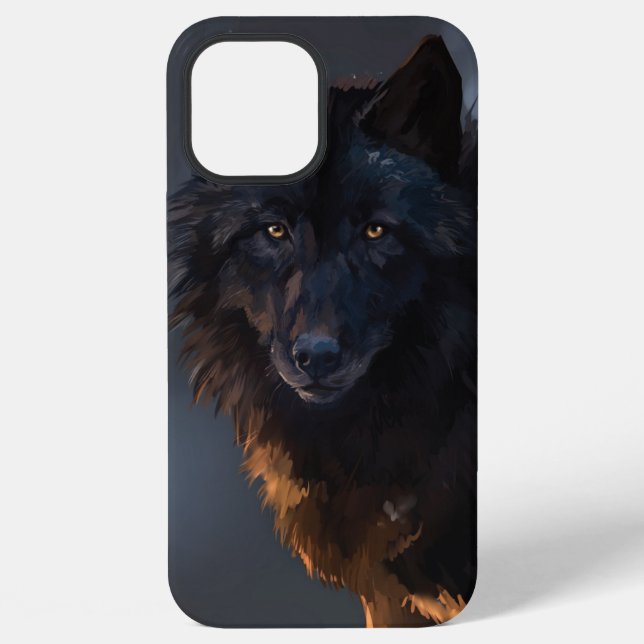 Schwarzer Wolf iPhone 12 Pro Max Hülle (Rückseite)