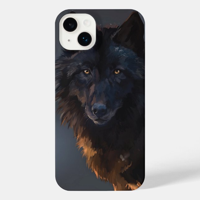 Schwarzer Wolf iPhone 14 Plus Hülle (Rückseite)