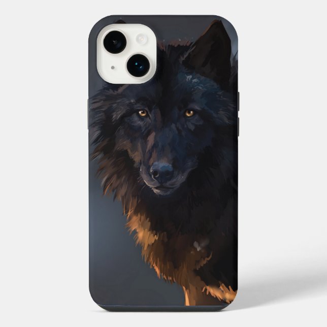 Schwarzer Wolf iPhone 14 Plus Hülle (Rückseite)