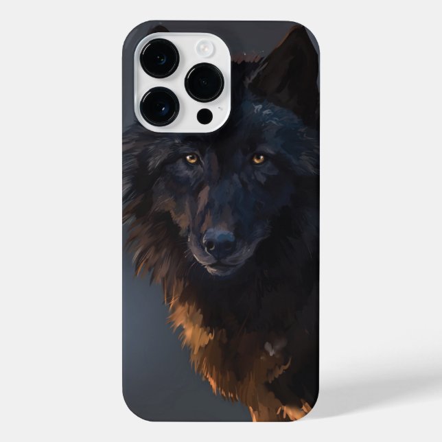 Schwarzer Wolf iPhone 14 Pro Max Hülle (Rückseite)