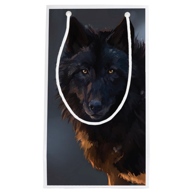 Schwarzer Wolf Kleine Geschenktüte (Vorderseite)