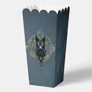 Schwarzer Wolf Kopf mit durchstechenden blauen Aug Geschenkschachtel