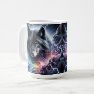 Schwarzer Wolf mit Blitz Kaffeetasse