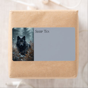 Schwarzer Wolf Nördlicher Winterwald Schneeiger Wa