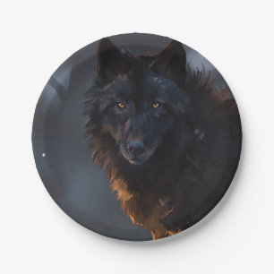 Schwarzer Wolf Pappteller