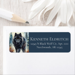 Schwarzer Wolf Schnee Nordwald Forst