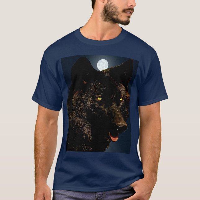 SCHWARZER WOLF T-Shirt (Vorderseite)