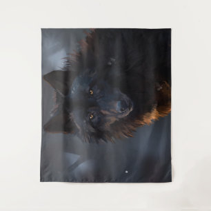 Schwarzer Wolf Wandteppich