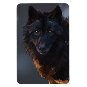 Schwarzer Wolf, Wolf, Wildtier, Tiere, großer Wolf Magnet