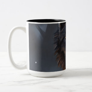Schwarzer Wolf Zweifarbige Tasse