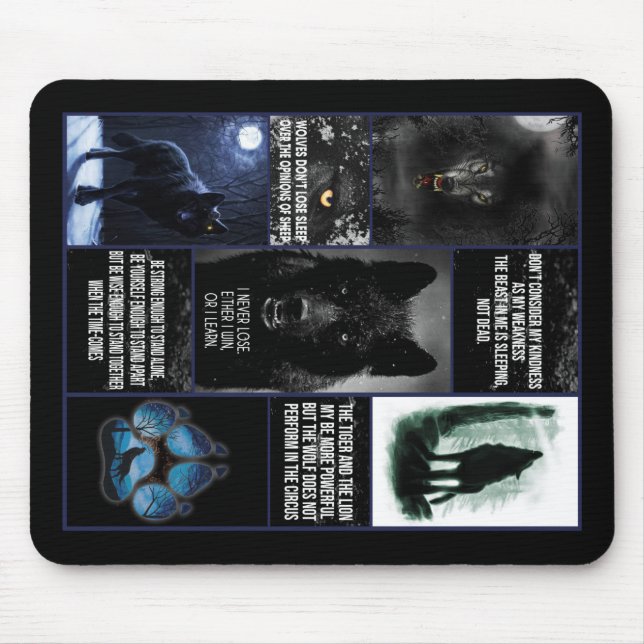 Schwarzer Wolfsklotz, Tiergeschenk für Liebe Mousepad (Vorne)