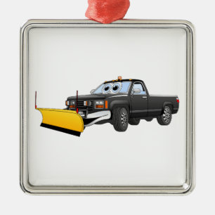Schwarzer Y Pick Up LKW Schneefräse Cartoon Ornament Aus Metall