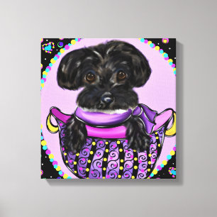 Schwarzer Yorkie Poo Leinwanddruck