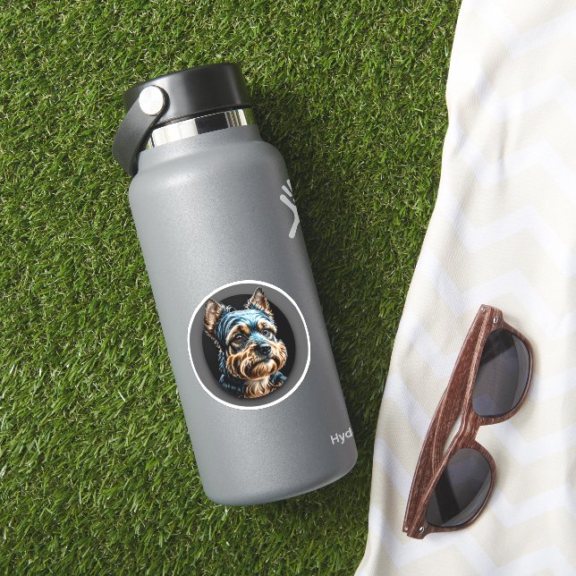 Schwarzer Yorkshire Terrier Aufkleber (HydroFlask Insitu)
