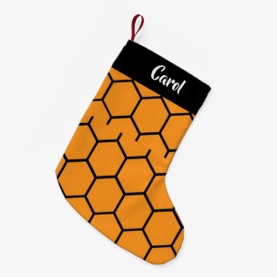 Schwarzer Zaun auf Orange Kleiner Weihnachtsstrumpf