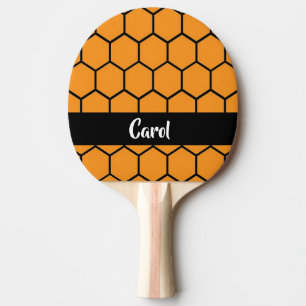 Schwarzer Zaun auf Orange Tischtennis Schläger