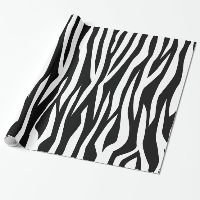 Schwarzer Zebra-Druck Geschenkpapier (Ungerollt)