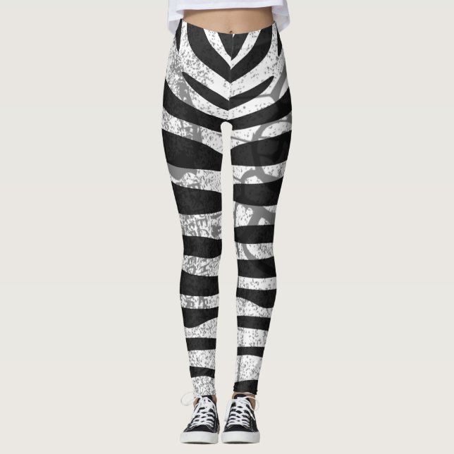 Schwarzer Zebradruck Leggings (Vorderseite)
