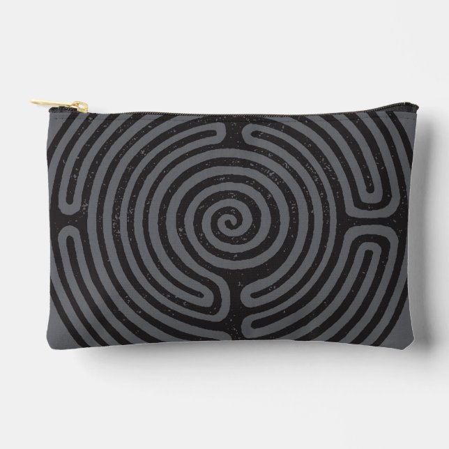 Schwarzer Zirkel Labyrinth (Grau) Kunst, Kunst und Zubehörtasche (Vorderseite)