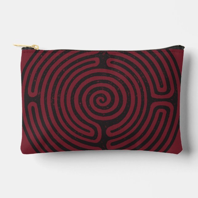 Schwarzer Zirkel Labyrinth (Maroon) Kunst, Kunst u Zubehörtasche (Vorderseite)