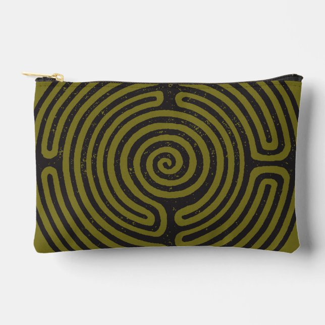 Schwarzer Zirkel Labyrinth (Olive) Kunst, Dichtung Zubehörtasche (Vorderseite)