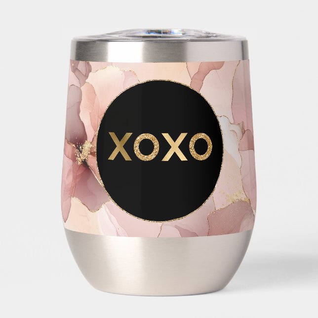 Schwarzer Zirkel Rosa Bläschen Bläschen Gold Glitz (Vorderseite)