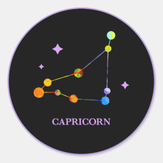 Schwarzer Zodiac-Capricorn-Regenbogenaufkleber Runder Aufkleber