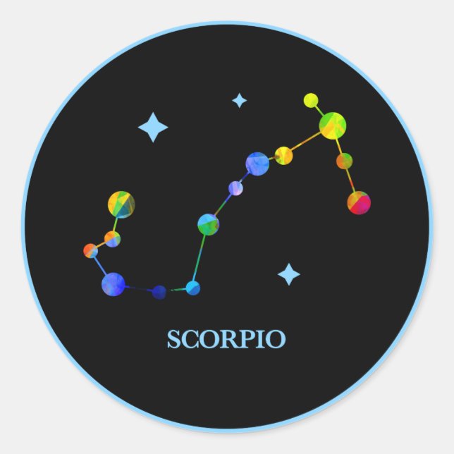 Schwarzer Zodiac-Skorpio-Regenbogenaufkleber Runder Aufkleber (Vorderseite)