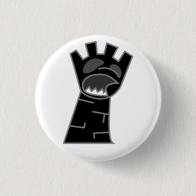Schwarzer Zombie-Turm-Knopf Button (Vorderseite)