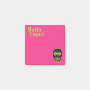 Schwarzer Zuckerschädel Post-it Klebezettel