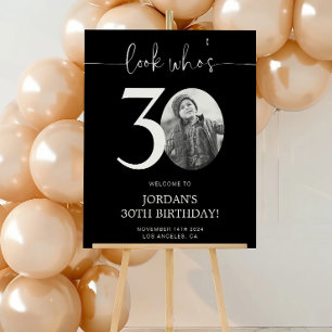Schwarzes 30. Geburtstag Begrüßungszeichen Schau Poster