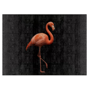 Schwarzes 4 Luxe Glas Board Pink Flamingo Schneidebrett