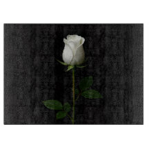 Schwarzes 4 Luxe Glas-Schneidbrett Pure White Rose