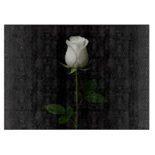 Schwarzes 4 Luxe Glas-Schneidbrett Pure White Rose Schneidebrett
