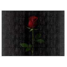 Schwarzes 4 Luxe Glas Schneidbrett Samtrote Rose