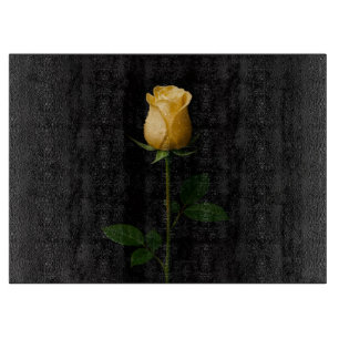 Schwarzes 4 Luxe Glasboard Sonnengelbe Rose Schneidebrett