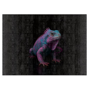 Schwarzes 4 Luxe Glasboard Tropischer Rosa Leguan Schneidebrett