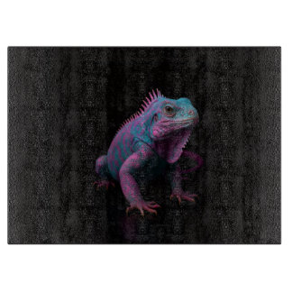 Schwarzes 4 Luxe Glasboard Tropischer Rosa Leguan Schneidebrett