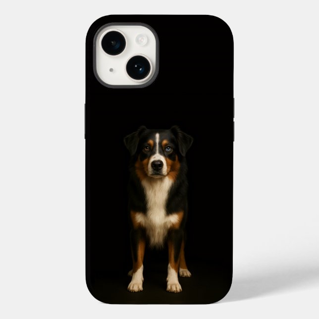 Schwarzes 4 Luxe iPhone 14 Mate, Aussie Shepherd Case-Mate iPhone 14 Hülle (Rückseite)