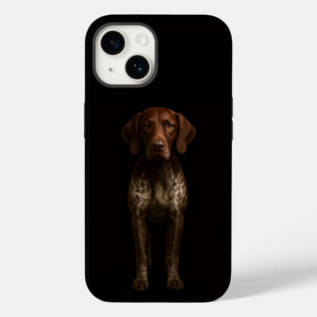 Schwarzes 4 Luxe iPhone 14 Mate, Deutscher Pointer Case-Mate iPhone 14 Hülle (Rückseite)