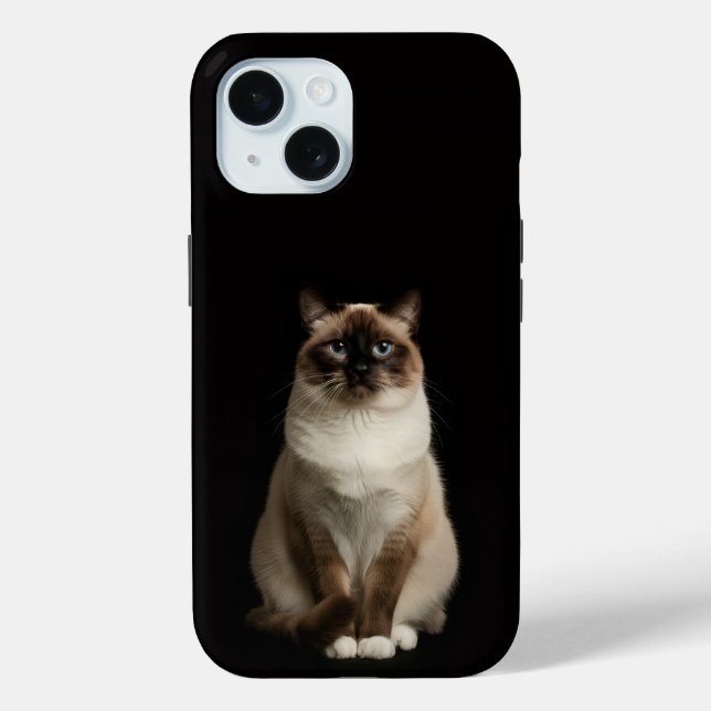Schwarzes 4 Luxe iPhone 15 Case, Birma-Katze Case-Mate iPhone Hülle (Rückseite)