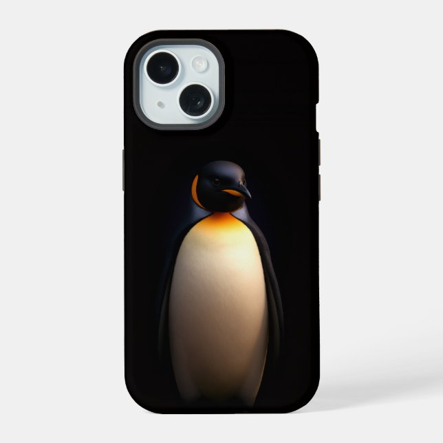 Schwarzes 4 Luxe iPhone 15 Case, Kaiserpinguin Hülle (Rückseite)